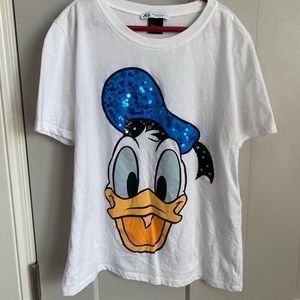 ZARA Donald Duck Disney T-shirt Small